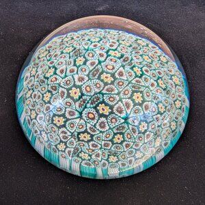 Vintage Murano Millefiori Glass Bubble Paperweight 3.5'